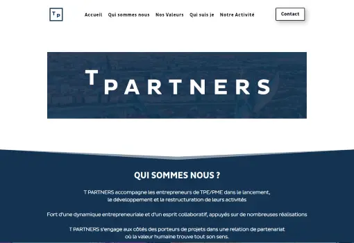 T PARTNERS Showcase Website - Professional showcase website for T PARTNERS, specialized in supporting small and medium-sized businesses