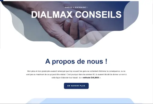 Page d'accueil du site de DIALMAX CONSEILS